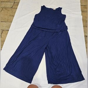 Woman Within Sleeveless Blue Jumpsuit Size M